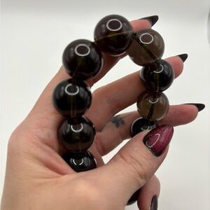 17 mm beaded Smokey quartz bracelet